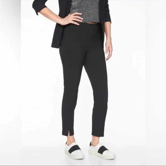 ATHLETA Wander Black High Rise Pull On Back Zip Slim Trouser Pants Size 8 - Picture 1 of 7